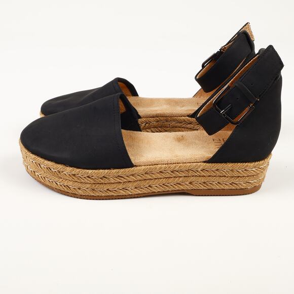 Naturalizer Womens 7.5M Espadrilles Waverly Black Platform Shoes Ankle Buckle - Picture 3 of 8